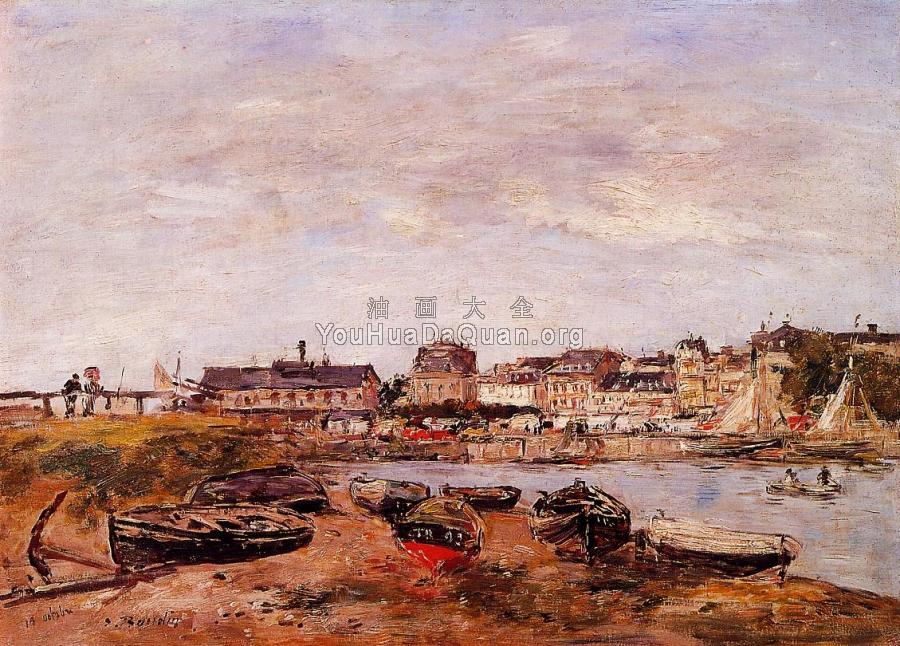 Trouville, the View from Deauville on Market Day - 尤金·布丹